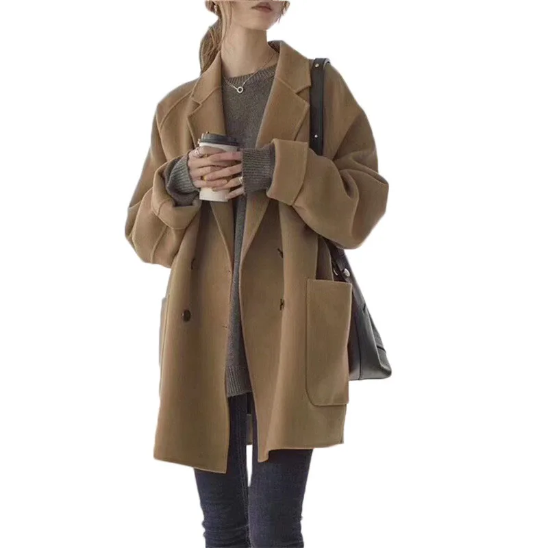 

Wool Coat Women 2019 New Autumn and Winter Korean Cashmere Coats Female Loose Student College Woolen Coat NS1478
