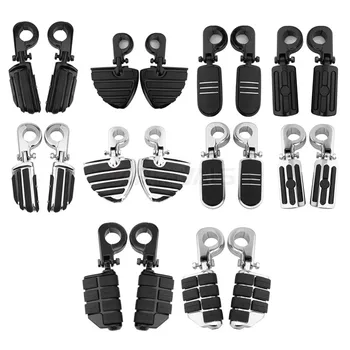 

Black Chrome Motorcycle Universal Engine Guard Footrest 1.25" 32mm 1.1" 28mm 1.02" 26mm Highway Bar Foot Pegs Mounting Kits