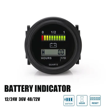 

Battery Indicator& Hour Meter Gauge 12/24/36/48/72V LED Digital Instrument for Golf Cart, Boat, Motorcycle, ATV, Truck, forklift