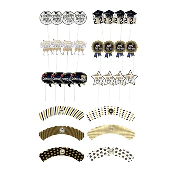 

Graduation Cupcake Toppers Wrappers Class of Cake Toppers Congrats Grad Party Decorations for Graduation Party Favors Supplies,4