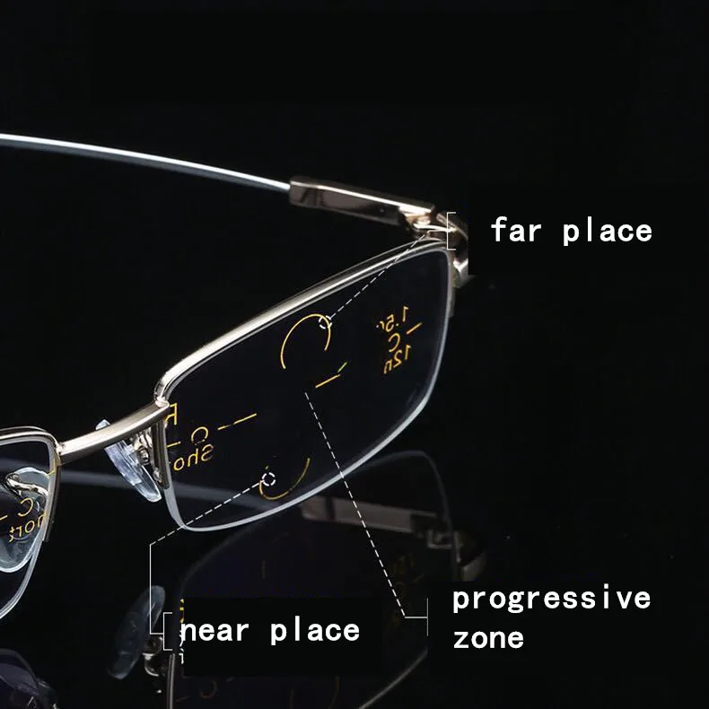 Металлические титановые Мультифокальные очки для чтения, прогрессивные бифокальные анти-голубые лучи, УФ-защита, очки для дальнозоркости, полуоправа для мужчин и женщин