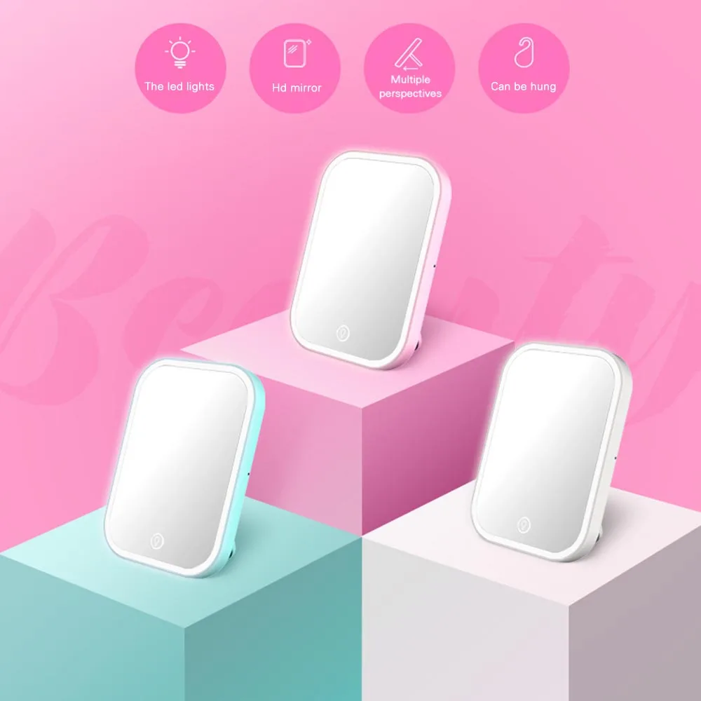 Led Vanity сенсорный экран макияж зеркало Vanity увеличительное освещение 180 градусов поворотный стол столешница косметика зеркало для ванной комнаты