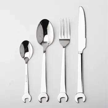 

Silver Cutlery Set Stainless Steel Fork Knife Spoons Flatware Set Creative Shape Tableware Silverware Set For Kitchen Dinnerware