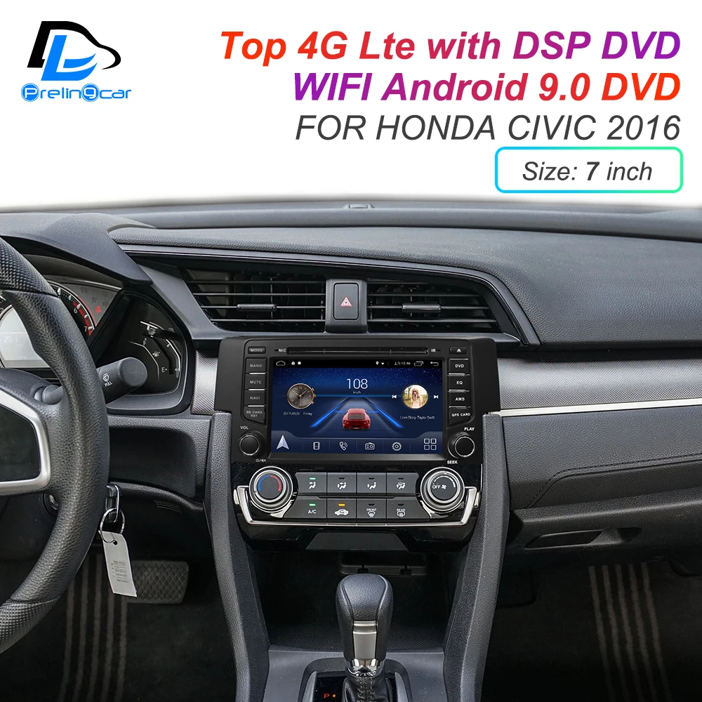 Android 9,0 DSP 4G Lte мультимедийный dvd-плеер для HONDA civic 2012 лет подголовник монитор Радио Стерео навигационная система