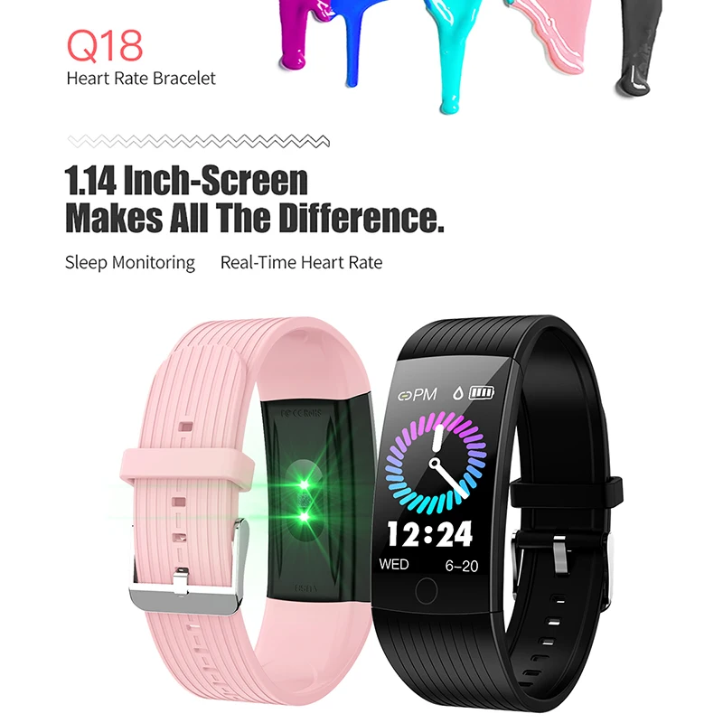 BINSSAW  Bracelets Smart Wrist Watches Heart Rate Monitor Waterproof Wristband Women Fitness Tracker Men's Sports Smartwatch+BOX