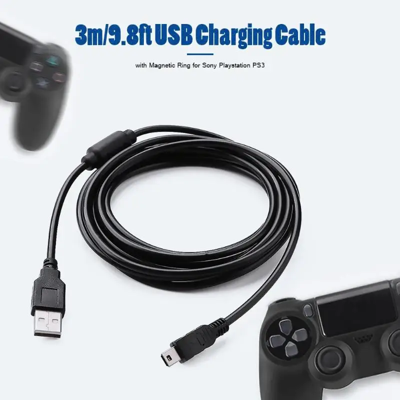 

3m/9.8ft USB Charging Cable with Magnetic Ring for PS3 Wireless Controller USB Charger for Sony Playstation PS3 Accessories