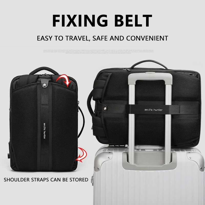 ARCTIC HUNTER 40L Large Capacity Men's Expandable Backpack USB Charging Men's 17" Laptop Bag Waterproof Business Travel Bag 3