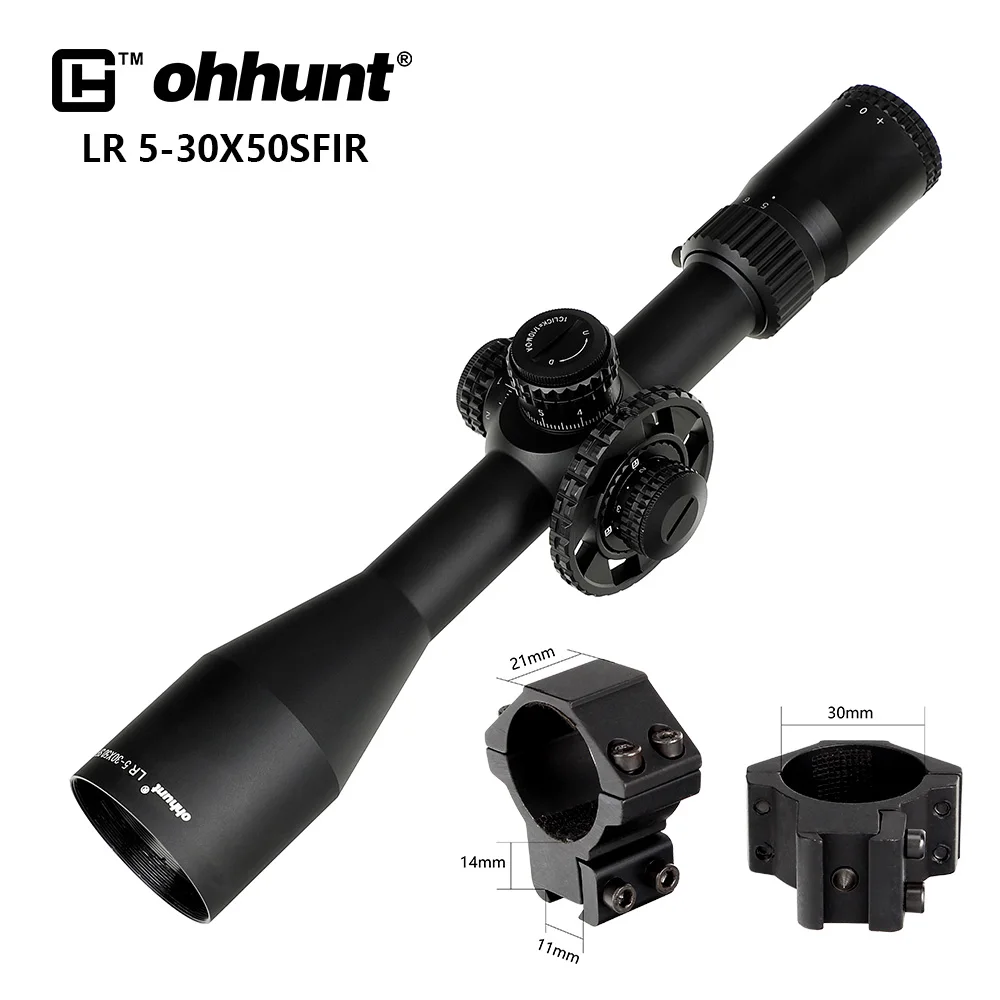 Ohhunt LR 5-30x50 SFIR охотничий прицел тактическое стекло травленая сетка Красная подсветка боковая параллакса башенки замок Сброс прицел - Цвет: Med Dovetail Rings
