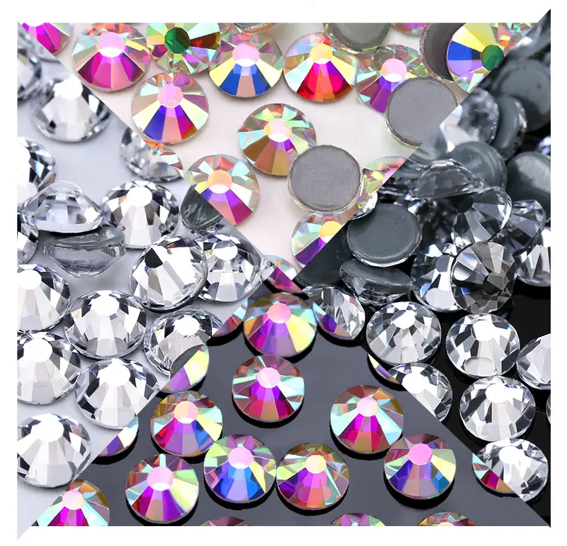 Glas Klar Hotfix Strass Flache Rückseite Eisen Auf Strass Kristall Steine SS6-SS40 Hot Fix Strass Für Kleidung Dekorationen – Detail 13