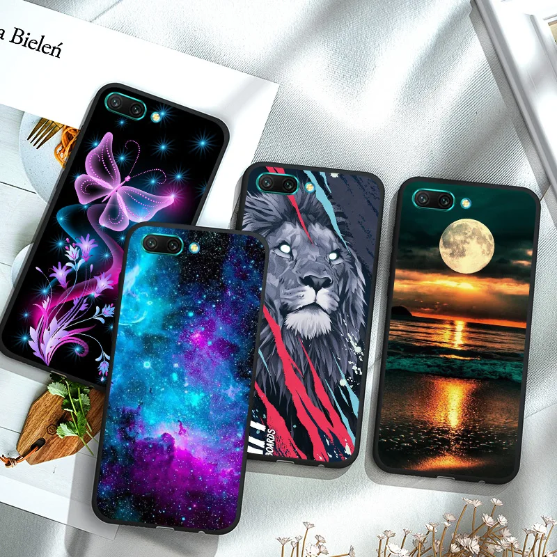 Черный силиконовый чехол бабочка для Honor 10 накладка телефона Huawei Lite мягкий из ТПУ