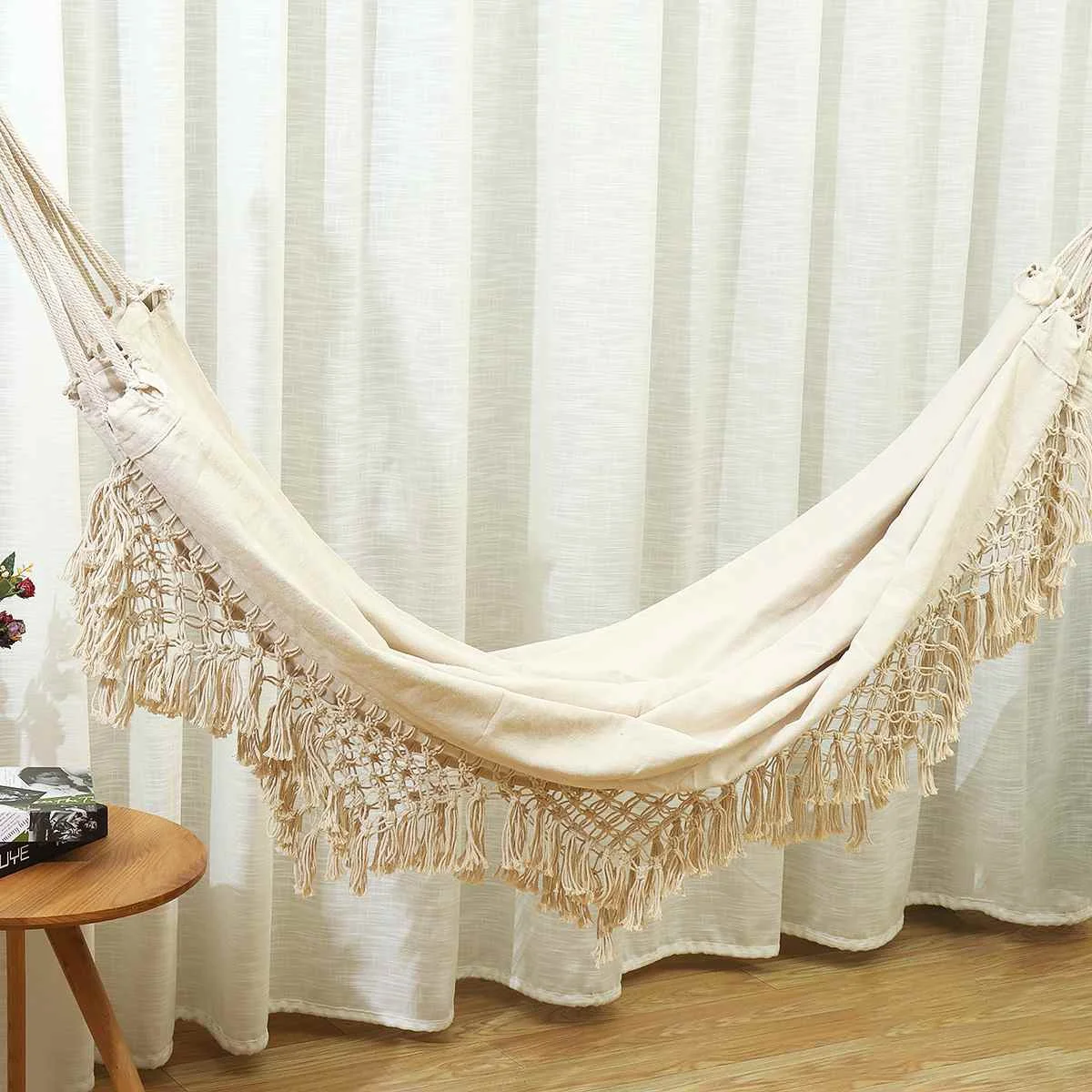 2 Person Hammock Large Brazilian Macrame Fringe Double Hammock Swing Net Chair Out/Indoor Hanging Hammock Swings
