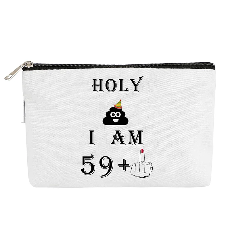 59+1 60 &amp Fabulous canvas Makeup Cosmetic bag Mother grandma 60th years old sixty Birthday Party Gift Decoration present | Дом и сад