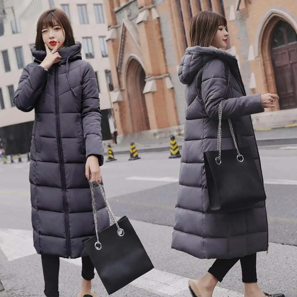 Новинка, зимнее женское плотное теплое пальто со съемным капюшоном, однотонное Женское пальто средней длины