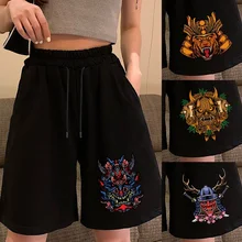Short pour femme avec cordon élastique et poches, pantalon de Fitness, respirant, imprimé monstre, mode d'été, Harajuku