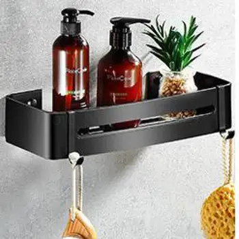 

356 Perforation-free Space Aluminium Bathroom Rack Bathroom Black Double-deck Triangular Rack Bathroom Corner Hardware Wall