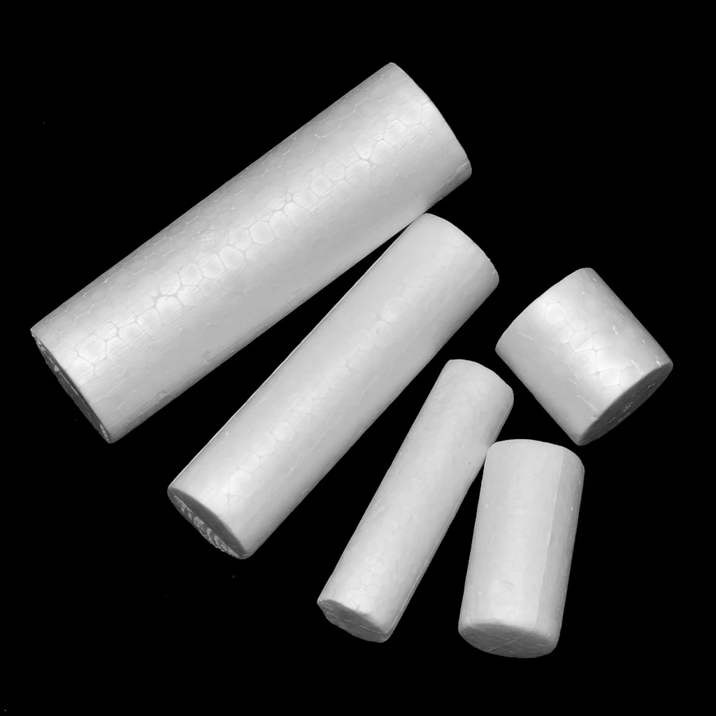 10Pcs Craft Foam - Cylinder Shaped Foam for DIY Home Craft Project, Christmas Tree, Table Centerpiece, White Polystyrene Foam