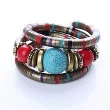Модный браслет женский браслет с тибетской символикой инкрустированный круглый камень инкрустированный плотный браслет b02291