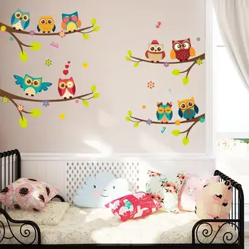 

3d DIY Owls On Tree Wall Sticker For Kids Rooms Wallpaper Room Child Decor Mural Art VQR651 Stickers Decal Decoration Kid's J7Y5