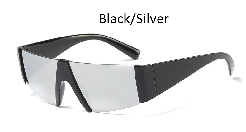 Black Silver Трендовые солнцезащитные очки без оправы для женщин и мужчин, модные брендовые роскошные солнцезащитные очки с большой оправой для женщин, Модные Винтажные женские очки - Цвет линз: Black Silver