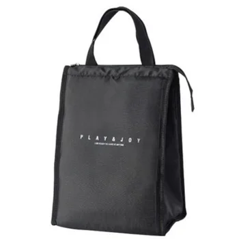 

Simple Striped Daily Picnic Picnic Bag Portable Insulation Lunch Bag Hand Bag Black