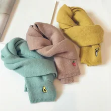 Осенне-зимняя обувь вязаный детский шарф; женские модные туфли в Корейском стиле фрукты вышивка, кольцо шарф для мальчиков и девочек, 39