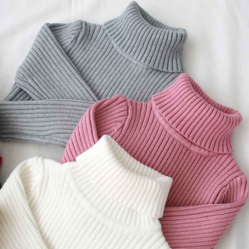 

Girls Western Style High Collar Sweater Autumn And Winter New Style Childrenswear Thick Pullover Sweater Warm Candy-Colored BOY'