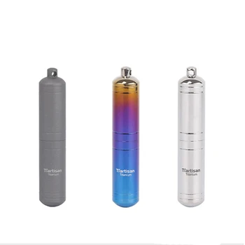 

1pc Waterproof Pill Box Case Mini Pills Box Container Titanium Medicine Bottle Keychain For Outdoor Camping Ta6116