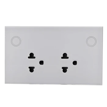 

Smart 3 Pin Double WIFI Socket 10A for Thailand,Press Glass Panel WIFI Outlet,Voice and APP Control By Alexa & Google(US Plug)