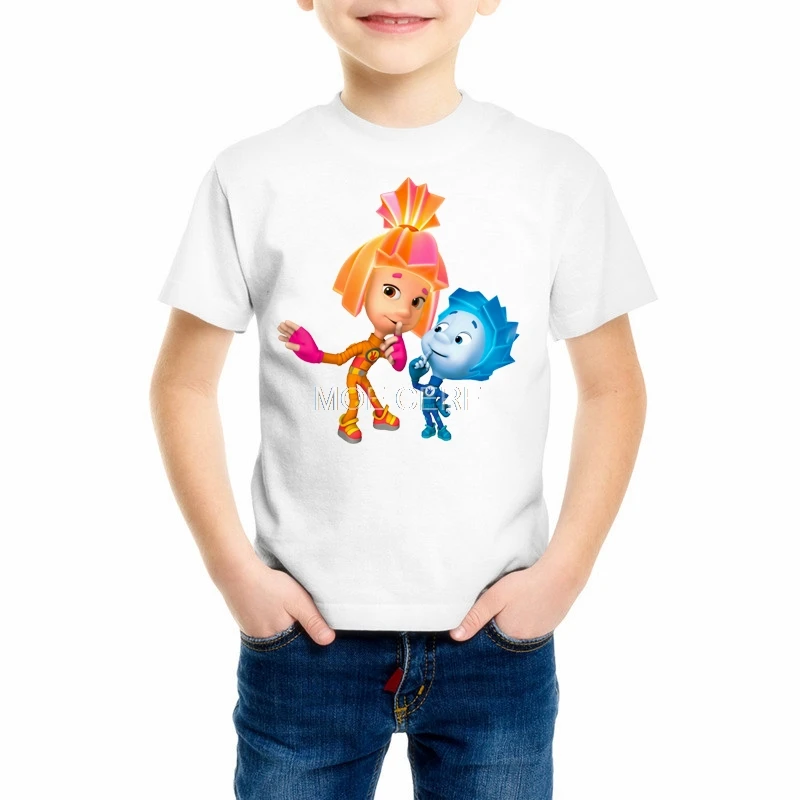Новые детские футболки с 3D принтом «Fixiki», kawaii/футболки с 3D принтом «Fixiki» для мальчиков, забавные детские футболки для девочек 6, 8, 10, 12 лет, Z12-1