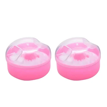 

2 pcs Delicate Talcum Powder Box Exquisite Baby Powder Puff with Case for Baby Use (Pink)