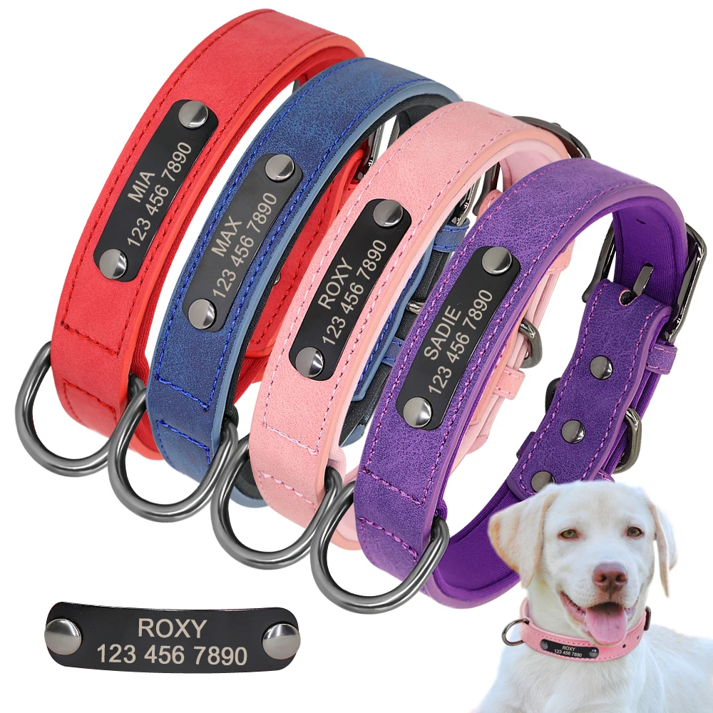 

Custom Leather Dog Collar Personalized Small Dogs Collar Engraved Cat Pet Small Medium Large Dogs Collars for Pitbull Chihuahua