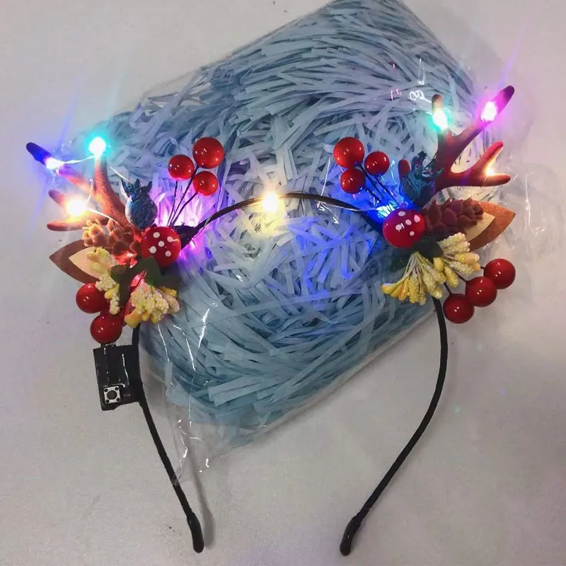 Luminous Elk Antler Headband Christmas Concert Forest Branch Deer Ear Headgear Hair Accessories Scenic Stage Show Photo Props,hair accessories,hair headband,deer ears headgear