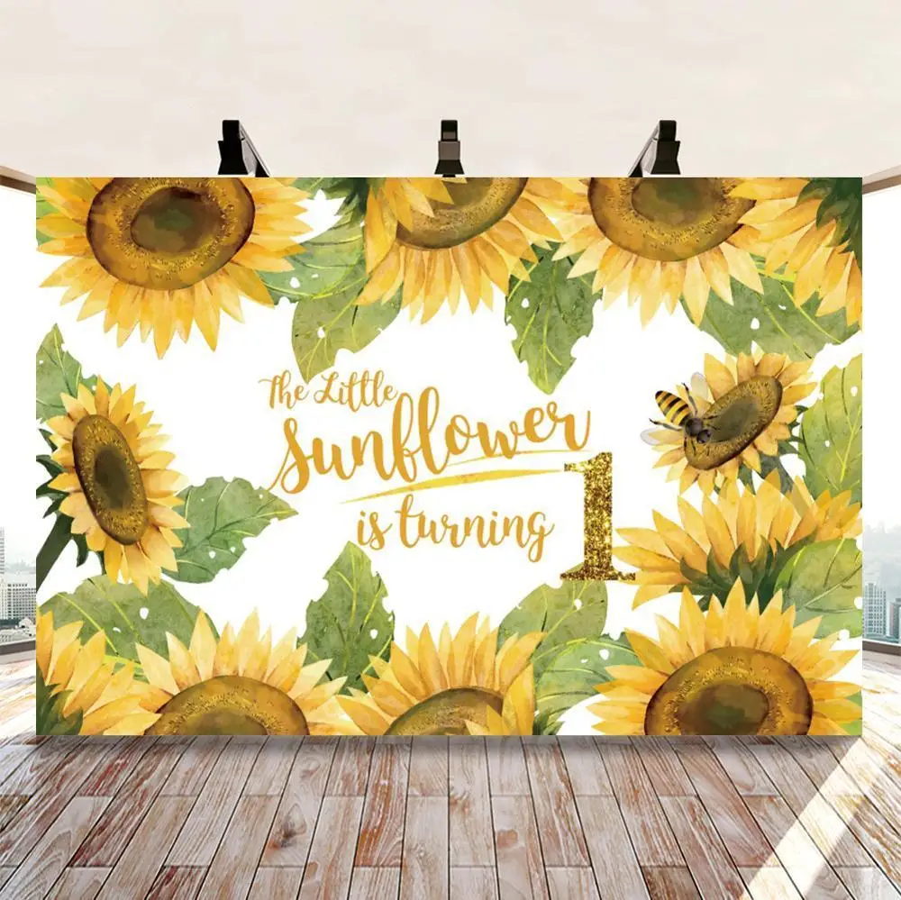 Sunflower Honey Birthday Background for Girl 1st Birthday Backdrops Personalized Birthday Party Decoration Bannner Poster