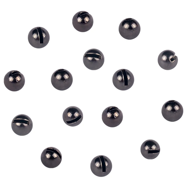 MUUNN 100pcs 3.8-6.4mm Tungsten Slotted Beads Fly Tying Material Multi-Color Fly Fishing Tungsten Beads  Fishing Weights Black Nickle