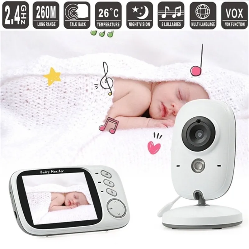  Video Baby Monitor with Camera 3.2 inch LCD Screen Wireless Baby Camera Night Vision 2-Way Talk Tem