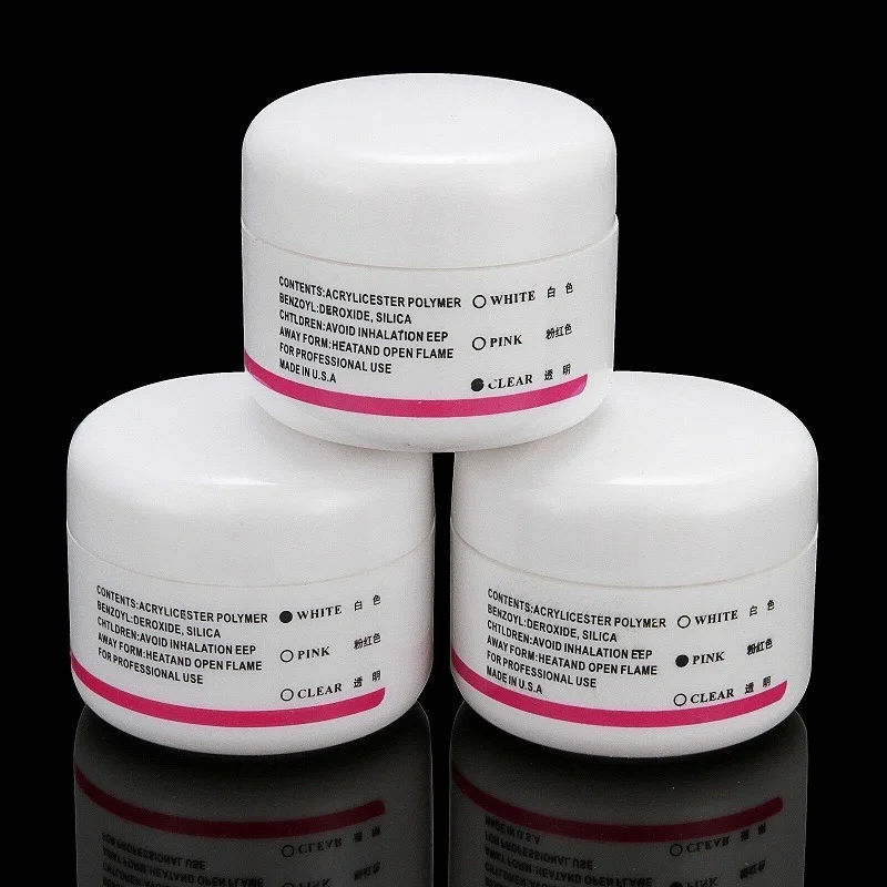 Acrylic Powder Clear Pink White Carving Crystal Polymer 3D Nail Art Tips Building Manicure Acrylic Powder for Nails Nail Art 1PC