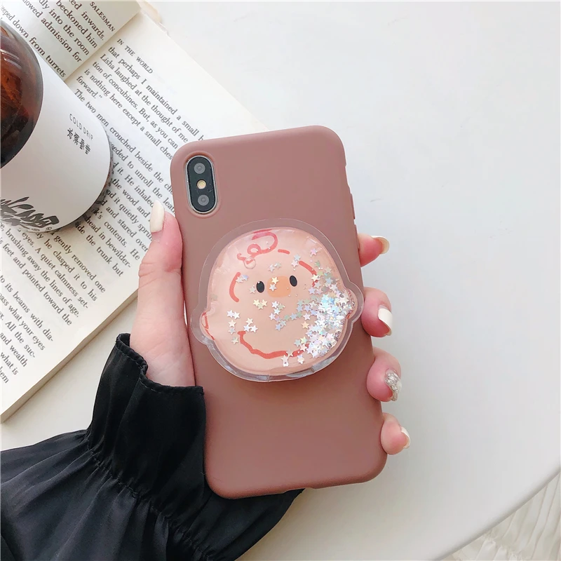 3D Quicksand Phone Holder Case For Samsung Galaxy A50 A30 A40 A20 A10 A70 A60 A80 A7 A8s Cute Stand Soft Back Cover - Цвет: 08