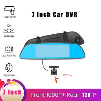 

7 inch Touch Screen Car RearView Mirror Dash Camera Dual Lens Car Driving Recorder With Rear View Camera 1080P Full HD DashCam