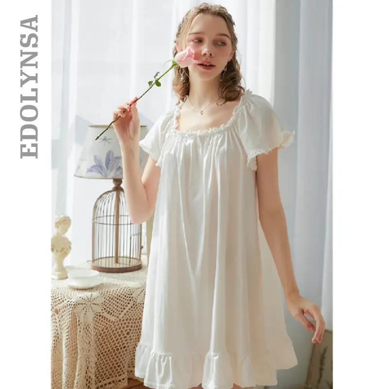 Camisones de blanco para mujer, vestido de dormir de princesa dulce mujer, ropa de dormir Sexy encaje para casa, T642 - AliExpress