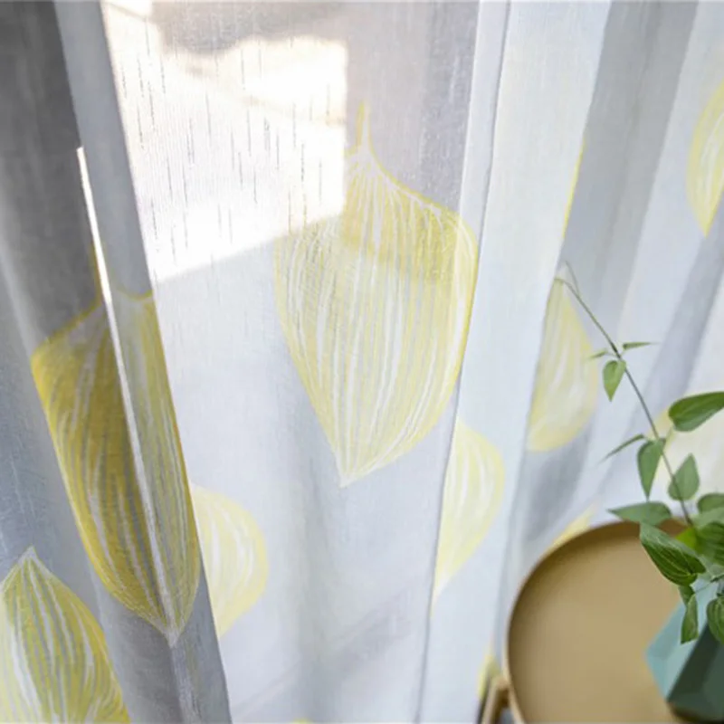 Nordic Fresh Home Garden Print Yellow Lemon pattern Curtains for living room window treatments kitchen curtains drapes M221#5 - Цвет: Tulle