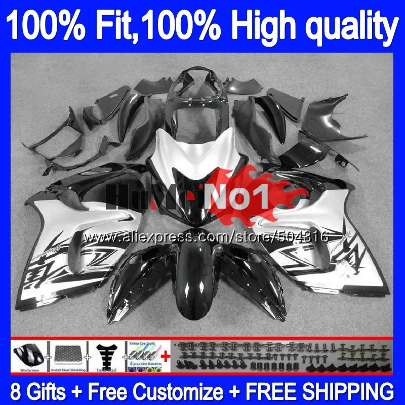 Инъекции для SUZUKI GSXR-1300 GSXR 1300 Hayabusa 30MC. 62 GSXR1300 2008 2013 08 13, 14, 15, 16 лет обтекатель серебристо-черного цвета