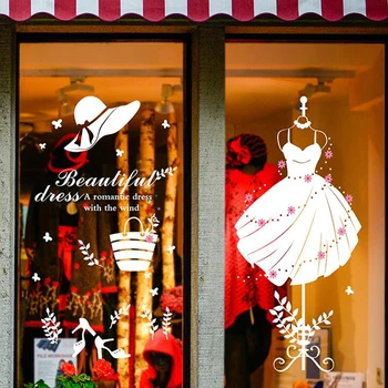 

1XClothing Store Wall Sticker Sexy Lady Girls Decoration Clothing Store Decal Cloakroom Showcase Decor Clothing Shop Glass Decal