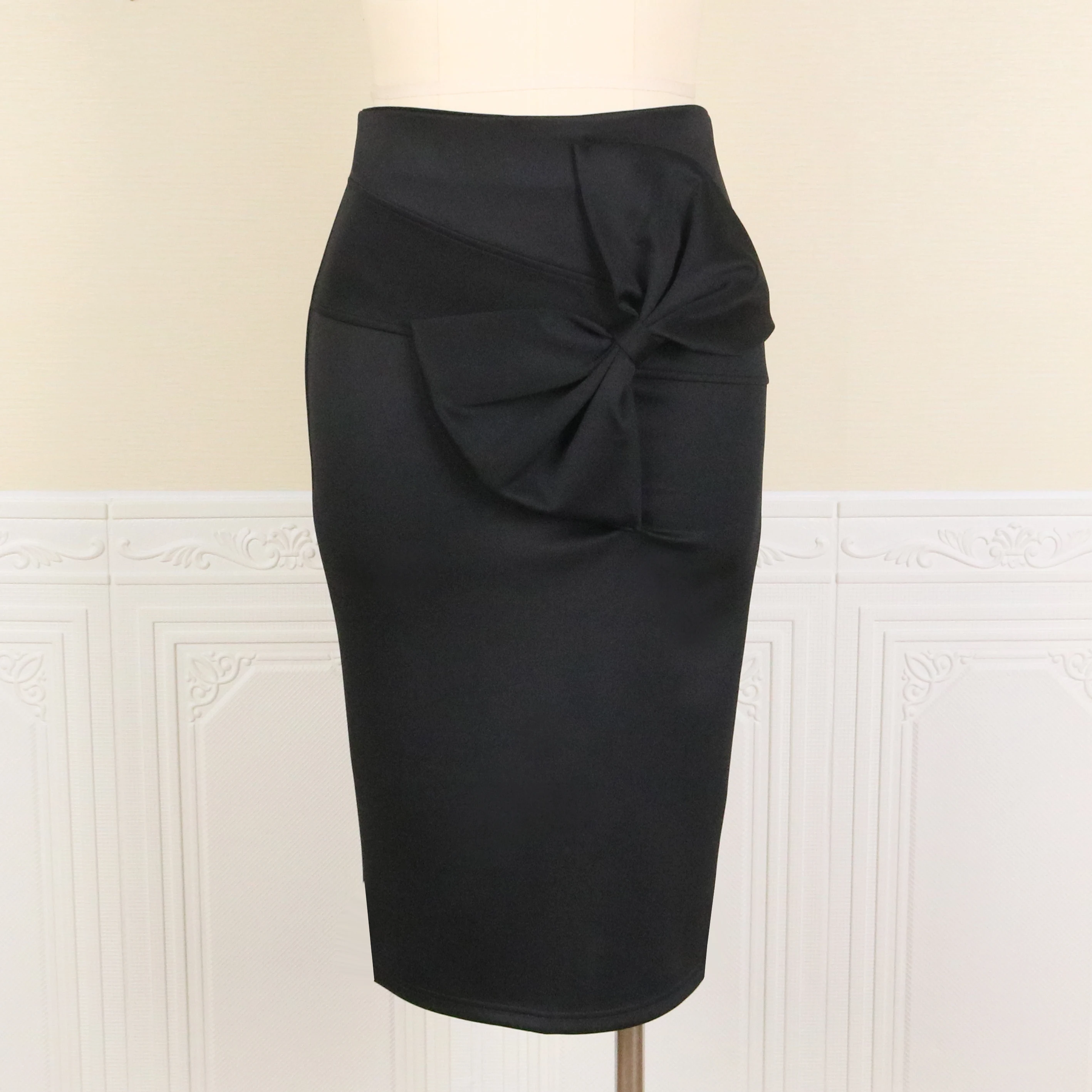 Black High Waist Bodycon Pencil Bowtie skirt 3