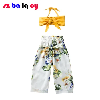 

The Girl, 2020 new girl baby children's clothing new summer sling wide-leg pants two-piece girl children's suit