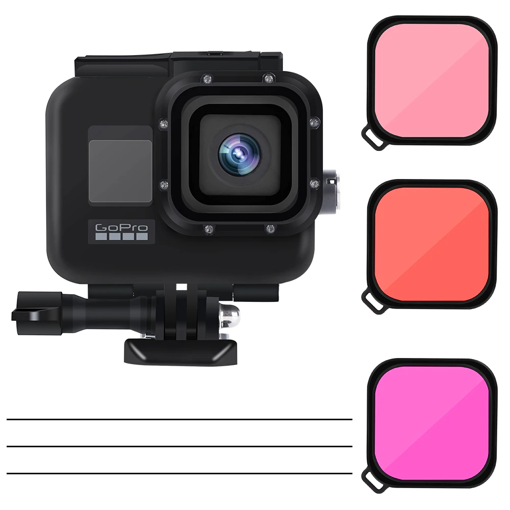 Черный водонепроницаемый чехол для GoPro Hero 8 дайвинга с глубиной до 45 метров