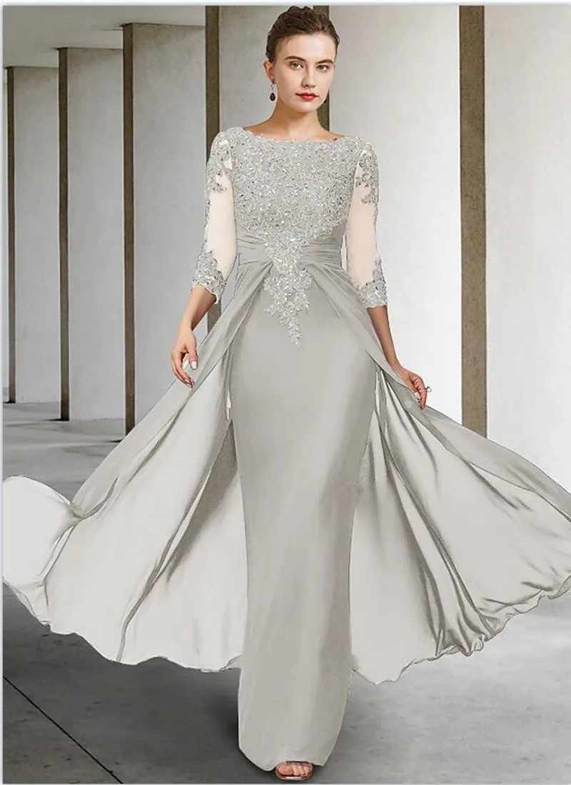 『Cheap!!!』- Long Sleeve Mother Of The Groom Dresses Plus Size O Neck
Formal Lace Evening Wedding Party Guests Gowns