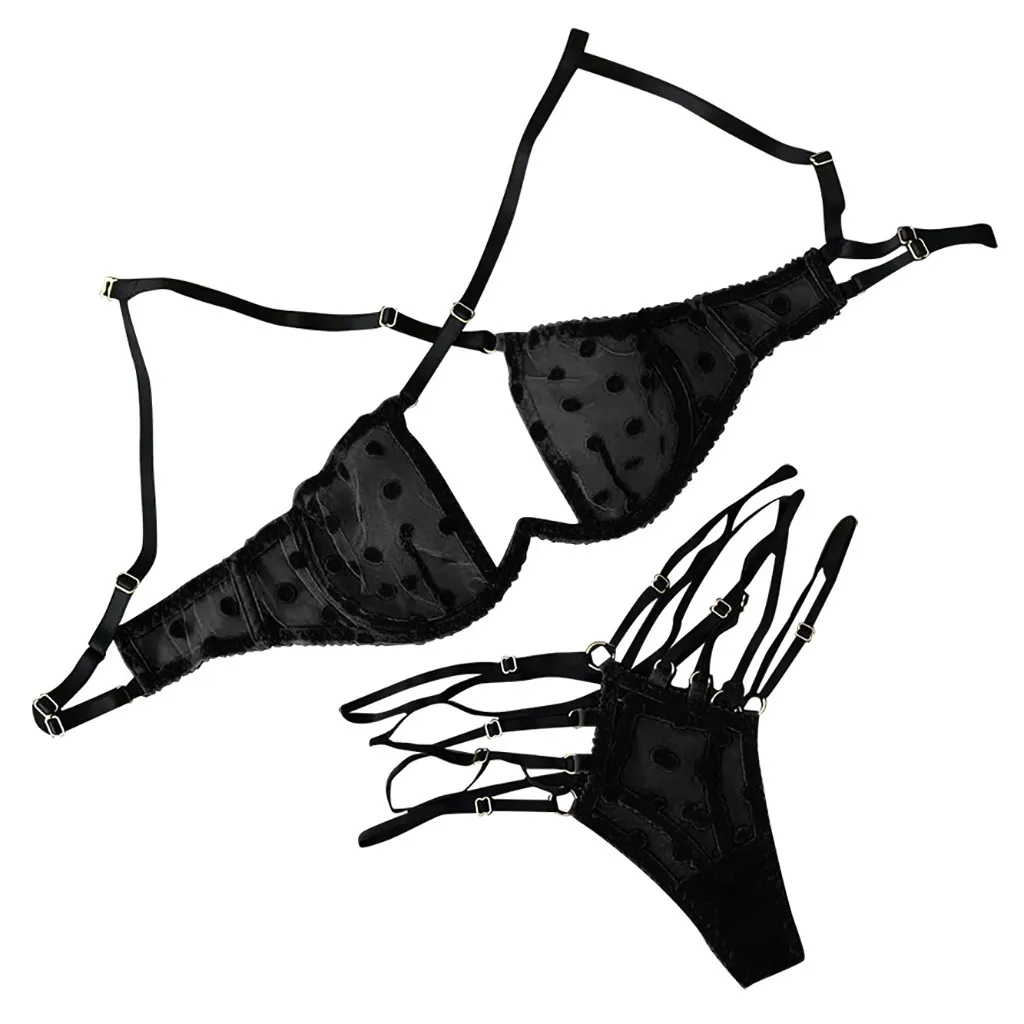 Женский комплект нижнего белья, сексуальный прозрачный бюстгальтер+ подвязка+ трусы, комплект нижнего белья с вырезами, женское нижнее белье Feminino