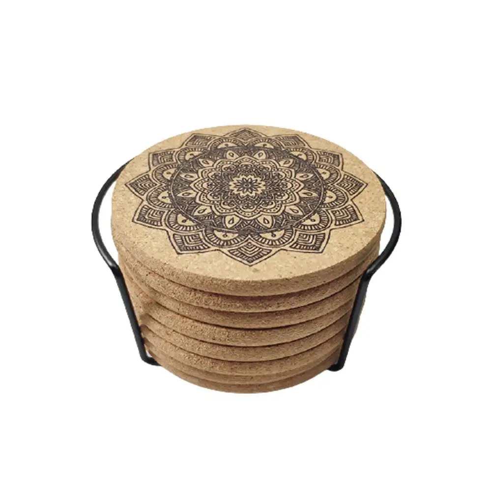 Подставки 8 шт./компл. Nordic Mandala Design круглая пробка премиум деревянные подставки