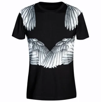 

Short Sleeve Wings Of Guardian Men T T-shirt Tide Brand Street Men's Wear T Shirt Male Short Sleeve Guangzhou Clothing