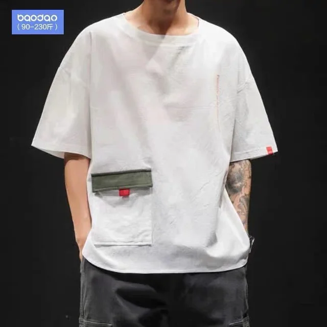 9XL 8XL 7XL 6XL 5XL Plus Size Summer Short Men Sleeved T-Shirt Men'S Loose Hip hop Young Tide Men'S Student Shirt Sleeve Ivory